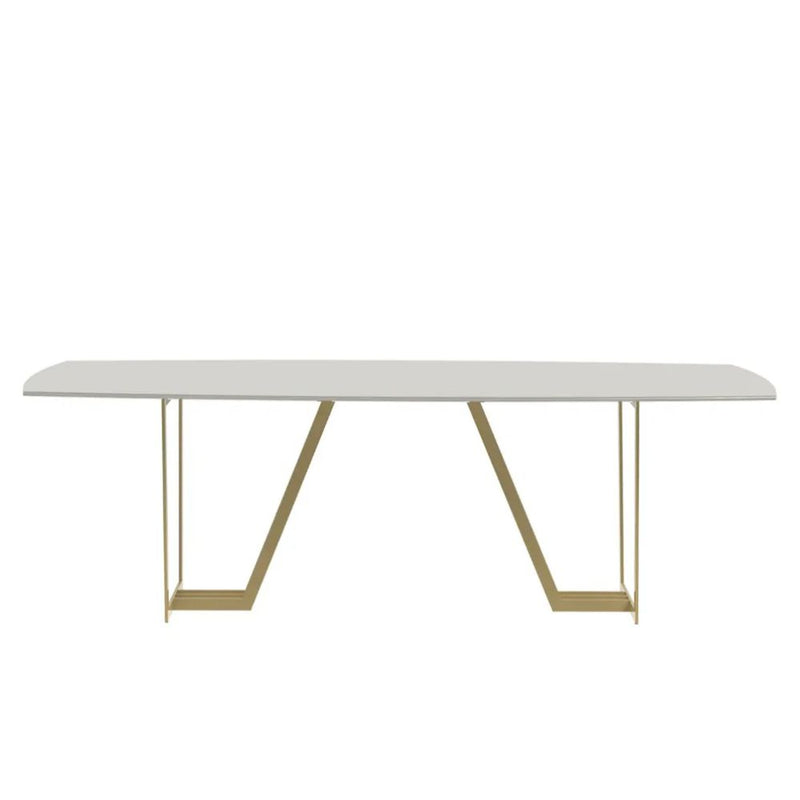 Mesa de Jantar Albany Champagne com Tampo de Vidro