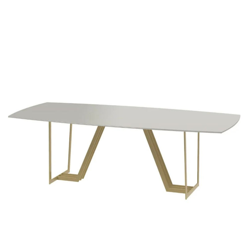 Mesa de Jantar Albany Champagne com Tampo de Vidro