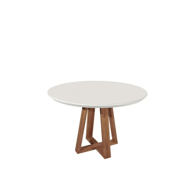 Mesa de Jantar Bennett Redonda com Vidro 115cm Natural