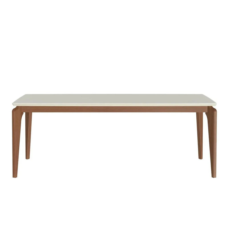 Mesa de Jantar Lauren com Tampo de Vidro Natural com Off-White Fosco