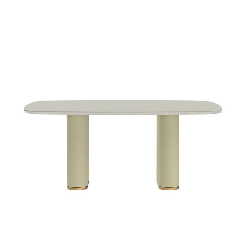 Mesa de Jantar Lintz com Tampo de Vidro Off-White