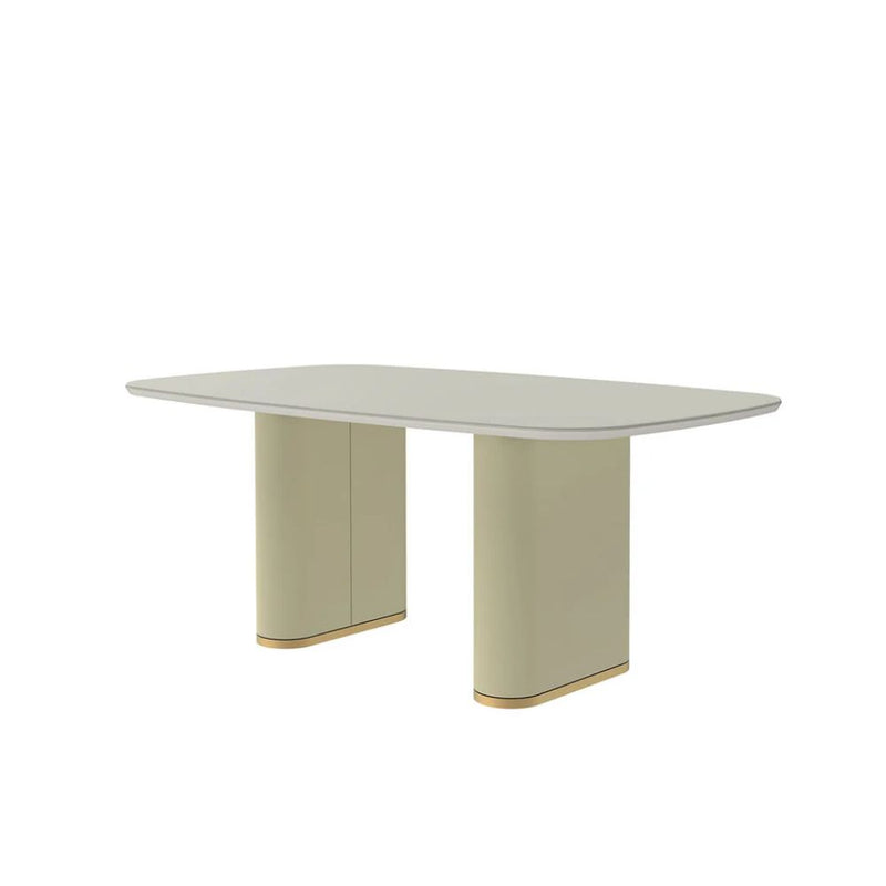 Mesa de Jantar Lintz com Tampo de Vidro Off-White