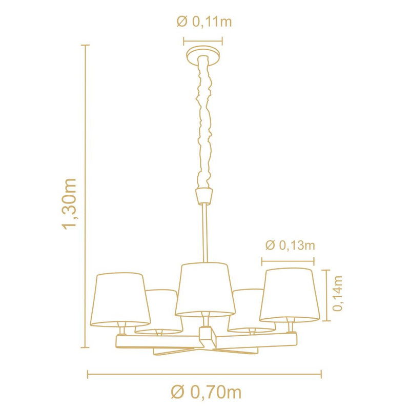 Lustre Pendente Yasmin 5 Lâmpadas Madelustre