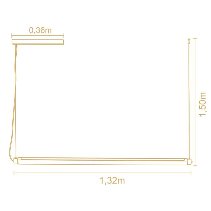 Pendente Rettangolare Horizontal LED Integrado Madelustre