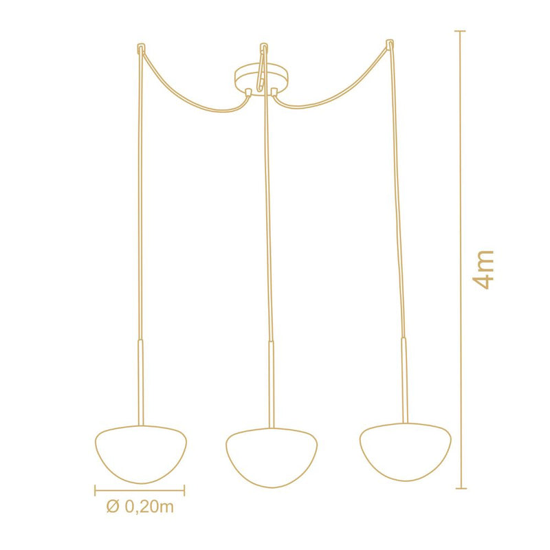 Pendente Cascata Cogumelo 3 Lâmpadas Madelustre