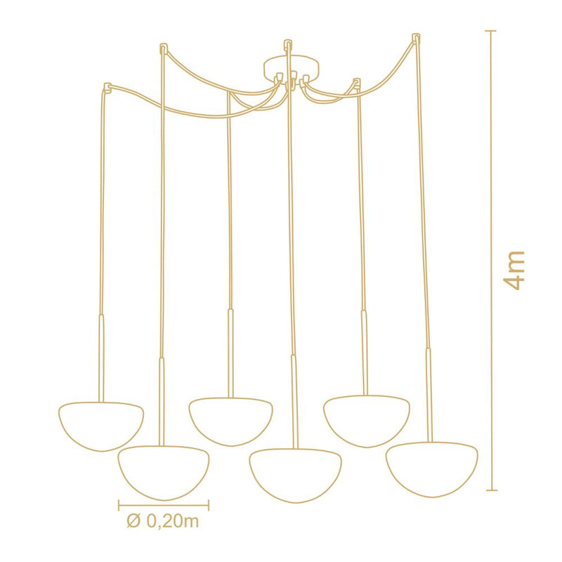 Pendente Cascata Cogumelo 6 Lâmpadas Madelustre