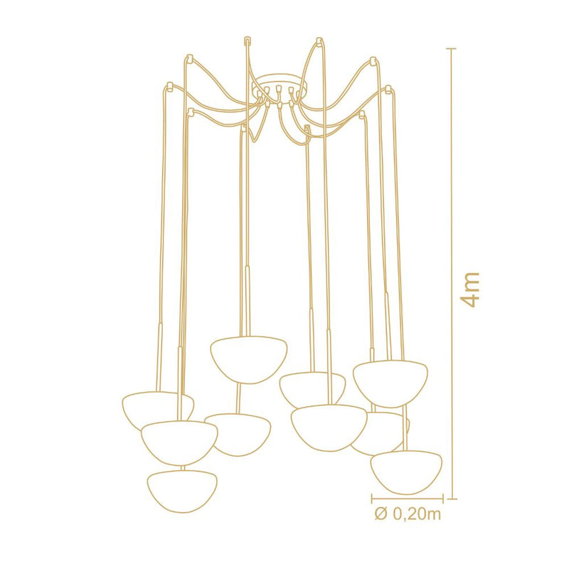 Pendente Cascata Cogumelo 10 Lâmpadas Madelustre