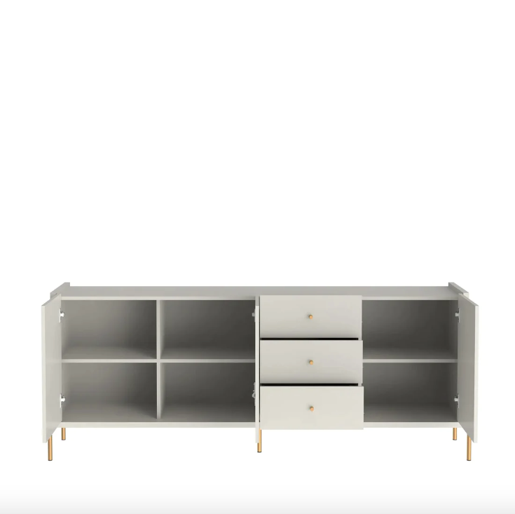 Buffet Jasper 184cm Off White Fosco com Dourado