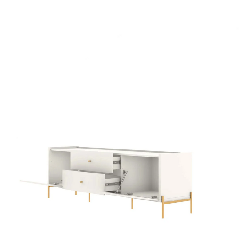 Rack Jasper 220cm Off White Fosco com Dourado