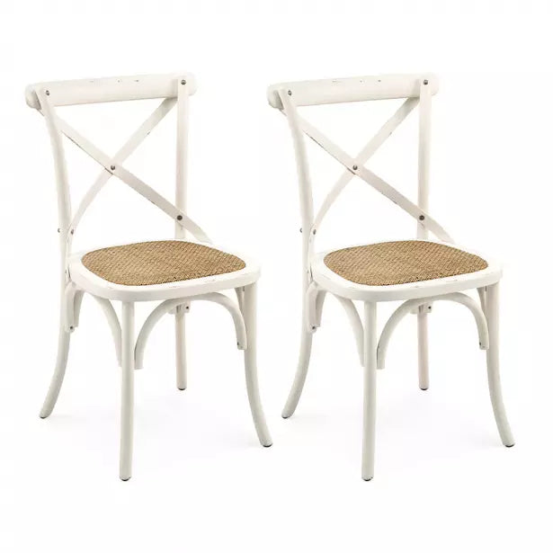 Cadeira Paris Branca de Madeira de Carvalho 2 Unidades