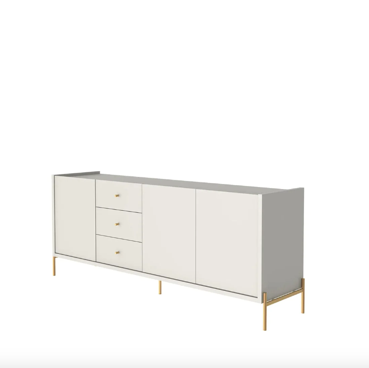 Buffet Jasper 184cm Off White Fosco com Dourado